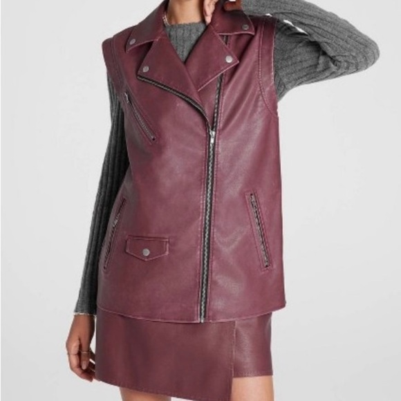 Oversized women’s Wild Fable faux leather vest size XS in burgundy W1 - Picture 7 of 8